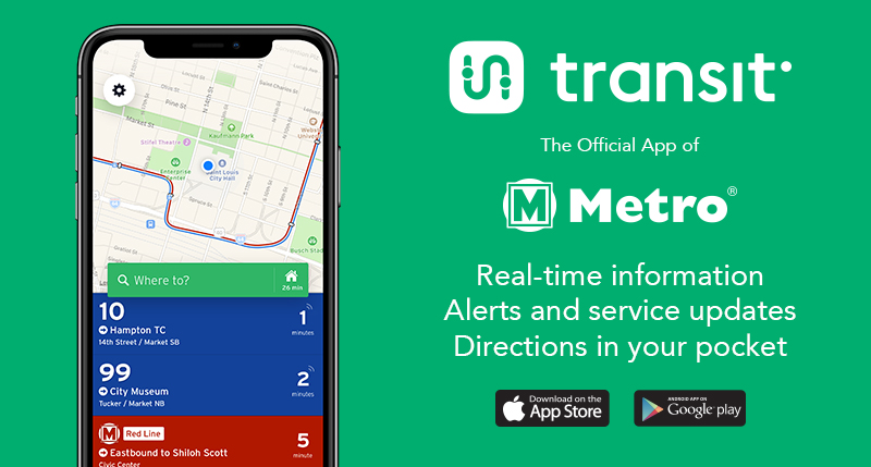 Graphic with transit app logo