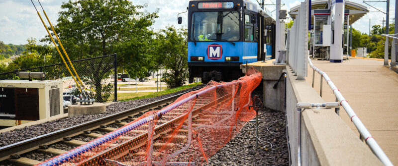 Train passing through Shrewsbury station